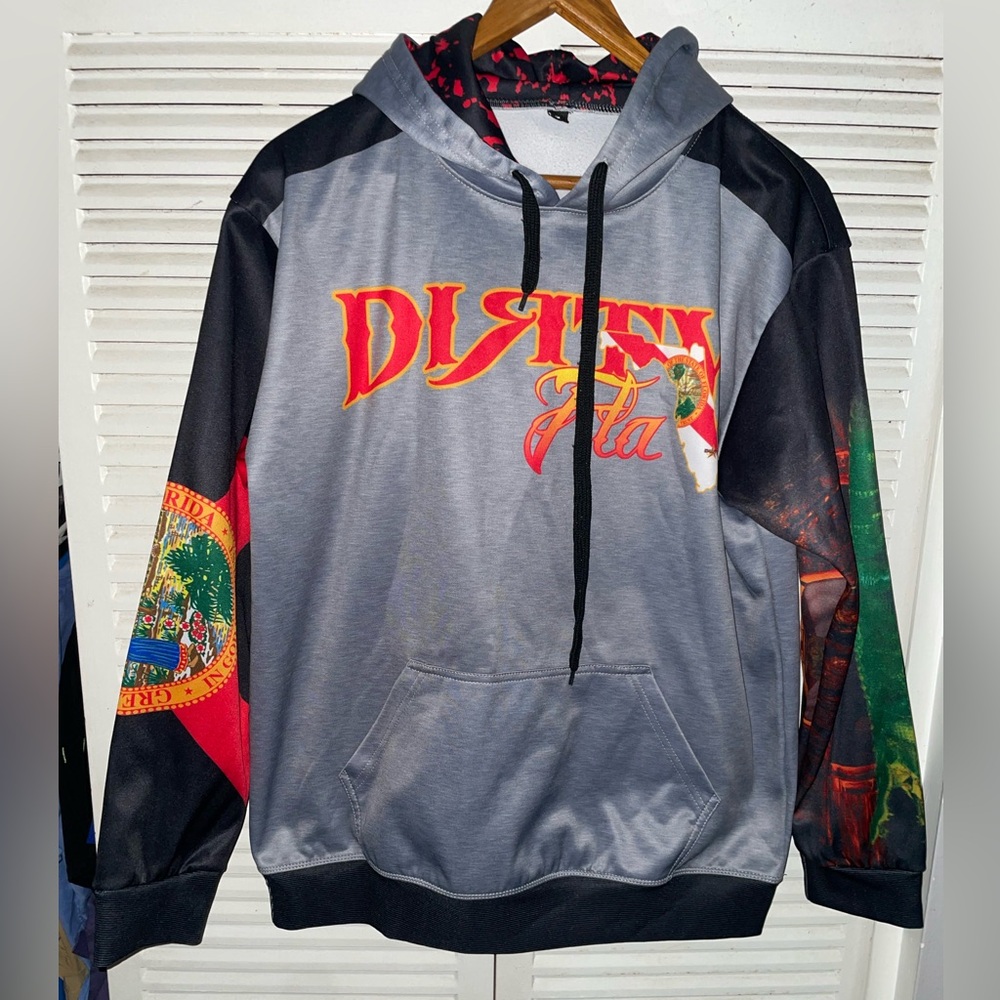 Dirty Florida Hoodie Size Small Men’s Gray Black